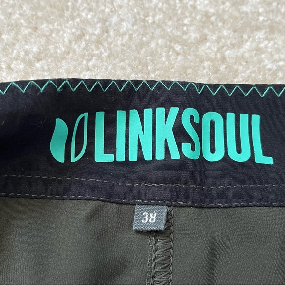 Linksoul Shorts Mens 38 Green Logo Board Shorts Swimming Ocean Beach Outdoor - Picture 4 of 9